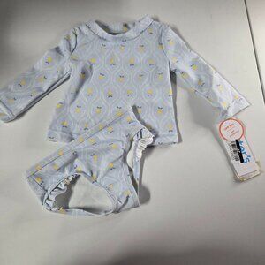 Carter's Just One You 2pc Light Blue With Lemon Print Rash Guard Swim Set, 3m